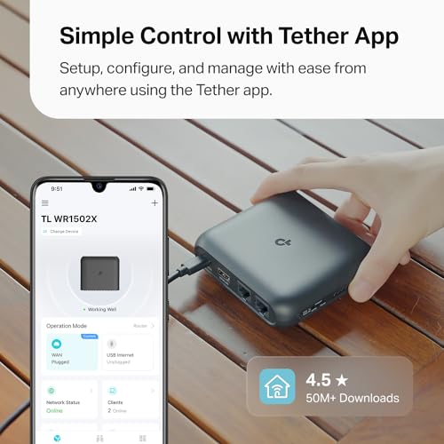 TP-Link Ultra-Portable Wi-Fi 6 AX1500 Travel Router TL-WR1502X | Easy Public WiFi Sharing | Hotel/RV/Travel Approved | Phone WiFi Tether | USB C Powered | Multi-Mode | Tether App | Durable Design