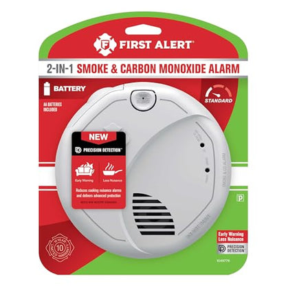 First Alert Combination Smoke & Carbon Monoxide Alarm, Battery Operated Detector with Test & Silence Button, SMCO100, 1-Pack