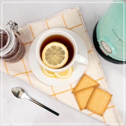 Nostalgia Retro Stainless Steel Electric Tea And Water Kettle, 1.7 Liters, Auto-Shut Off & Boil-Dry Protection, Water Level Indicator Window, Aqua