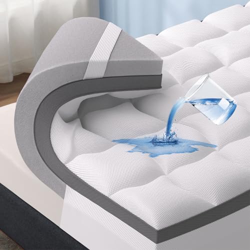 Bedsure King Size Dual Layer 4.5 Inch Memory Foam Mattress Topper, 2.5" Gel Memory Foam and 2" Waterproof Mattress Pad with 8-21" Deep Pocket, Cooling Pillow Top Cover for Back Pain, Medium Support