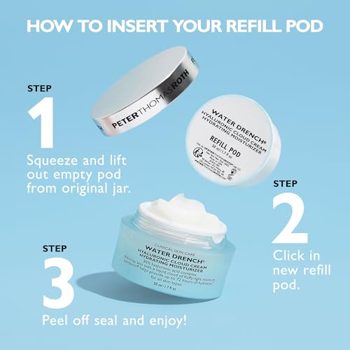 Peter Thomas Roth | Water Drench® Hyaluronic Cloud Cream Hydrating Refillable Moisturizer | Hyaluronic Acid Cream For All Skin Types, Line-Smoothing, Fragrance-Free