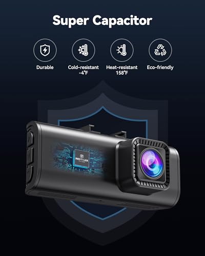 REDTIGER Dash Cam Front Rear, 4K/2.5K Full HD Dash Camera for Cars, Free 32GB Card, Built-in Wi-Fi GPS, 3.16” IPS Screen, Night Vision, 170°Wide Angle, WDR, 24H Parking Mode