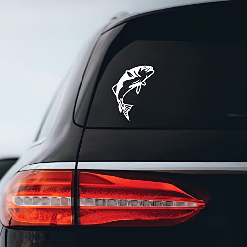 Jumping Bass Fish Sticker Decal Notebook Car Laptop 4.5" x 6" (White)
