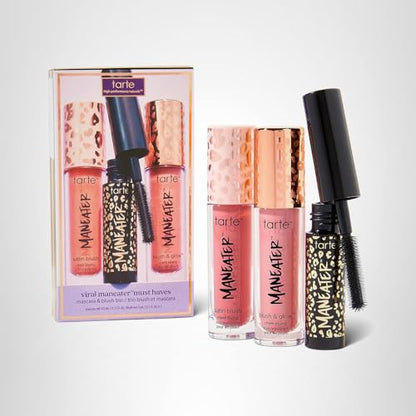 tarte viral maneater must haves mascara & blush trio - pink & pink coral - travel size