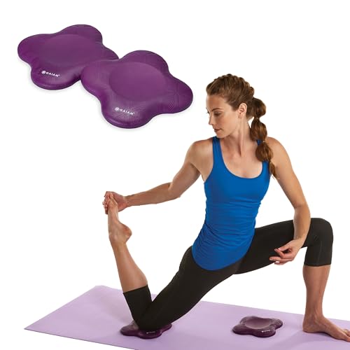 Gaiam Yoga Knee Pads Set of 2, Cushion for Knees & Elbows (Purple)
