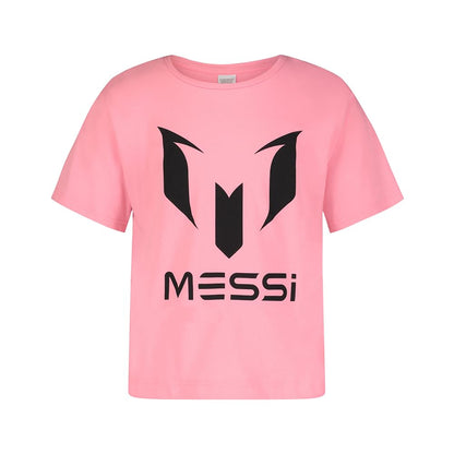 Messi Girls' Lifestyle Short Sleeve T-Shirt, Standard Fit Graphic Tee, Cotton Blend Fabric, Candy Pink