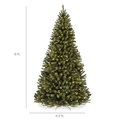 Best Choice Products 6ft Pre-Lit Spruce Artificial Holiday Christmas Tree for Home, Office, Party Decoration w/ 250 Incandescent Lights, 798 Branch Tips, Easy Assembly, Metal Hinges & Foldable Base