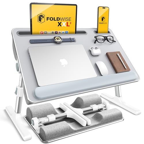 FoldWise 2-in-1 Bed & Lap Desk with Soft Cushion, Adjustable Height & Angle