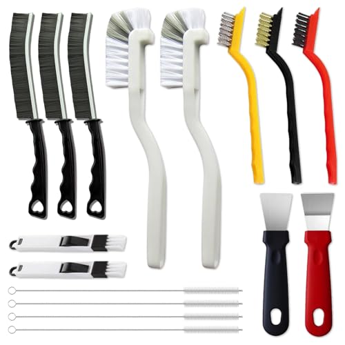 16Pcs Crevice Cleaning Brush Set, Hard Bristle Scrub Brushes for Gaps