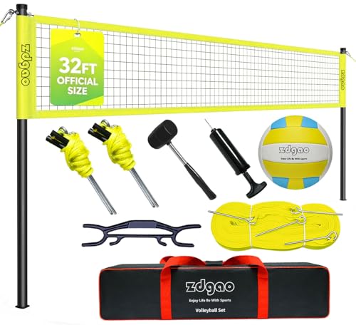 Zdgao 32FT Outdoor&Portable Volleyball Net-Adjustable Thick Dia Poles