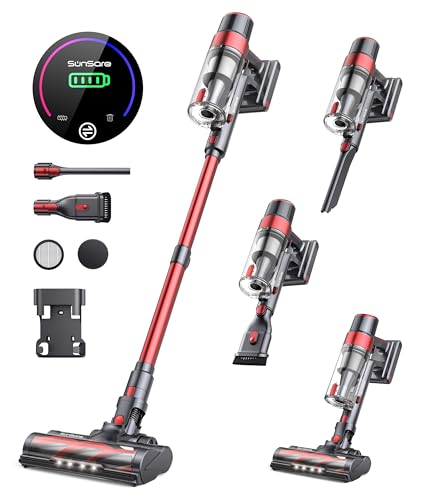 Cordless Vacuum Cleaner, 450W 40Kpa Stick Vacuum with Touch Screen, 55 Mins Runtime Rechargeable Vacuum, Lightweight Powerful Vacuum Cleaner for Home with 1.5L Cup for Pet Hair Carpet Hardwood Floor