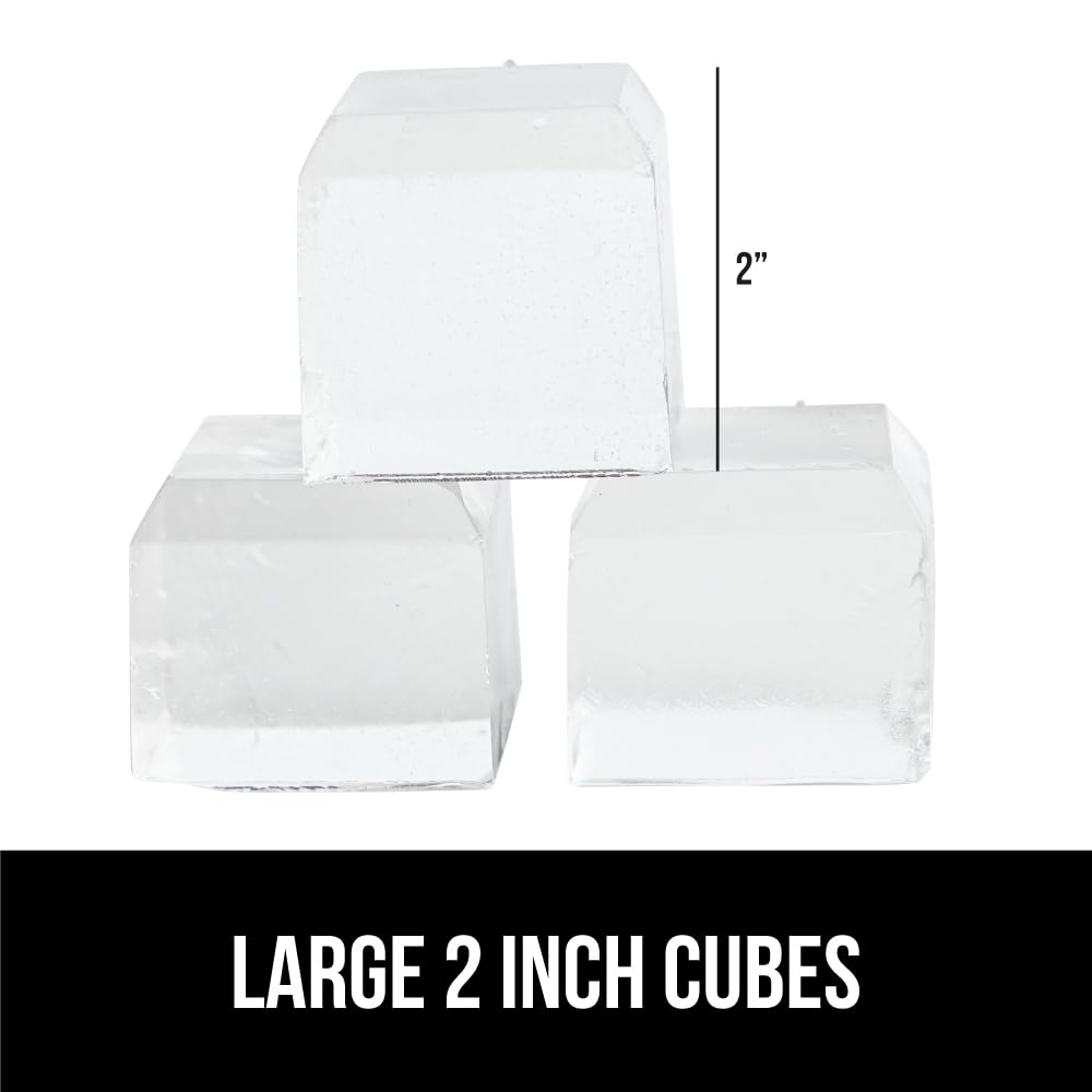 Gorilla Grip Slow Melting Large Silicone Ice Cube Tray for Freezer, 2 Pack, Easy to Push 8 Giant Square Cubes, Use for Cocktails, Iced Coffee, Water Bottle, Frozen Puree, Kitchen Bar Essentials, Black