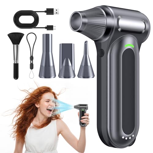 FAOGO Compressed Air Duster, 170,000 RPM Handheld Electric Air Duster with Brushless Motor, 4-Speed Cordless Rechargeable Air Blower for Keyboard, PC, Car, Electronics, Canned Air Alternative