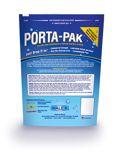 Walex Porta-Pak RV Marine Black Holding Tank Deodorizer Drop-Ins, Camper, Boat, Camping Cassette Toilet Cleaner Tablets Pods, Fresh, 10 Pack