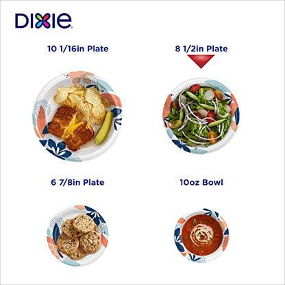 Dixie Paper Plates, 8 ½ inch, Lunch or Light Dinner Size Printed Disposable Plate, Packaging and Design May Vary 90 Counts (Pack of 1)