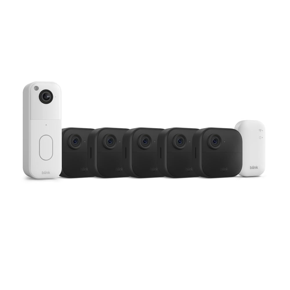 All-new Blink Video Doorbell + Outdoor 4 – Wireless smart security cameras, head-to-toe HD view, two-year battery life. Sync Module Core included – 5 camera system + Video Doorbell