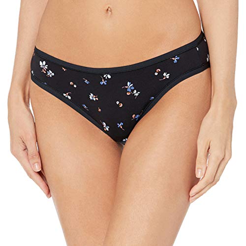 Amazon Essentials Women's Cotton Bikini Brief Underwear (Available in Plus Size), Pack of 6, Black Floral/Blue/Ditsy Floral/Light Pink/Stripe/White, X-Small