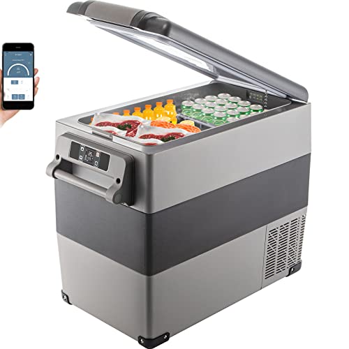 VEVOR 12 Volt Refrigerator, 58 Quart Car Refrigerator, Dual Zone Portable Refrigerator,RV Refrigerator with 12/24V DC and 110-240V AC, Freezer Fridge Cooler, for Car, RV, Camping and Home Use(-4℉~68℉)