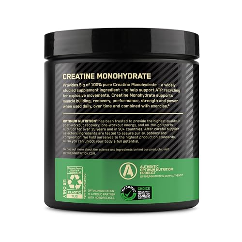 Optimum Nutrition Micronized Creatine Monohydrate Powder, Unflavored, 60 Servings, 300 Grams (Packaging May Vary)
