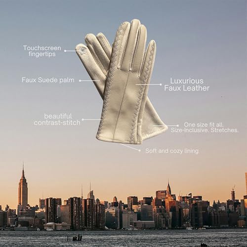 Justin Gregory Faux Leather Glove Cream O/S