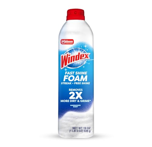 Windex Fast Shine Foam Glass Cleaner, All-Purpose Cleaning Spray, 19 oz