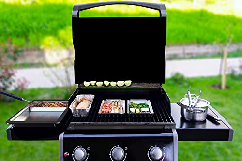 Yukon Glory™ BBQ 'N SERVE Grill Basket Set - Includes 3 Grilling Baskets a Serving Tray & Clip-on Handle - "Patented Grill-to-Table Design" Perfect For Grilling Fish Veggies & Meats