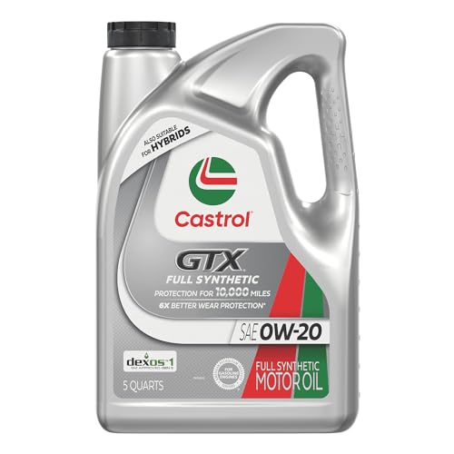 Castrol GTX Full Synthetic 0W-20 Motor Oil, 5 Quarts