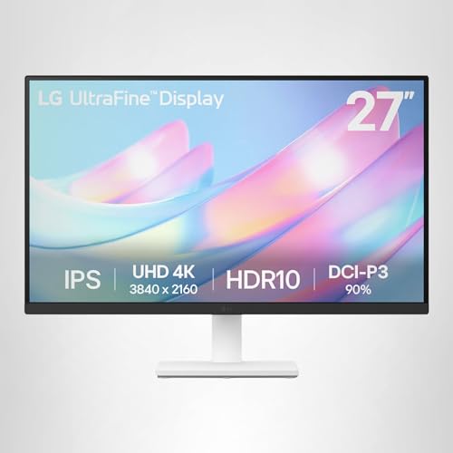 LG 27US500-W Ultrafine Monitor 27-Inch 4K UHD (3840x2160) HDR10 IPS Borderless Design Reader Mode Flicker Safe Switch App HDMI DisplayPort - White