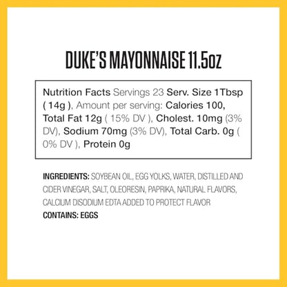 Duke’s Real Mayonnaise Squeeze Bottle – Original Smooth & Creamy Taste, 11.5 Ounce (Pack of 6)
