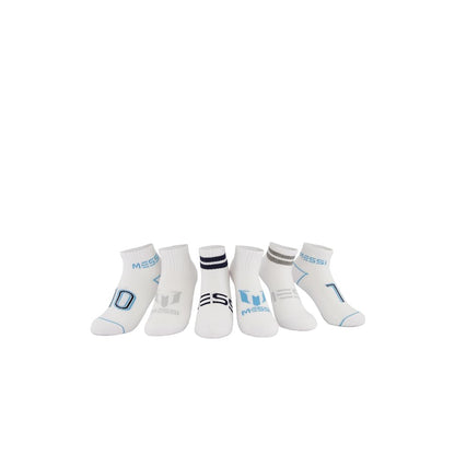 Messi Boys Lifestyle Ankle Socks, 6-Pack Kids Socks, Soft & Stretchy, Comfortable, White