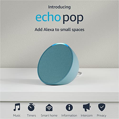 Amazon Echo Pop (newest model), Full sound compact smart speaker with Alexa, Midnight Teal