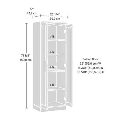 Sauder HomePlus Kitchen Pantry Storage Cabinet with Adjustable Shelves, Laundry Bathroom, L: 23.31" x W: 17.01" x H: 71.18", Dakota Oak