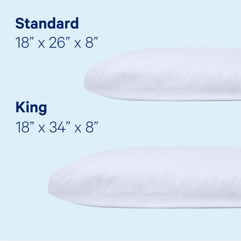 Casper Essential Pillow for Sleeping, Standard, White, Two Pack