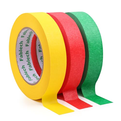 Fablech Colored Masking Tape 0.94 Inch x 60yds 3 Rolls – Colored Craft Tape, Painting Tape Great for Art, Classroom, Labeling, Painting, Home & DIY Projects