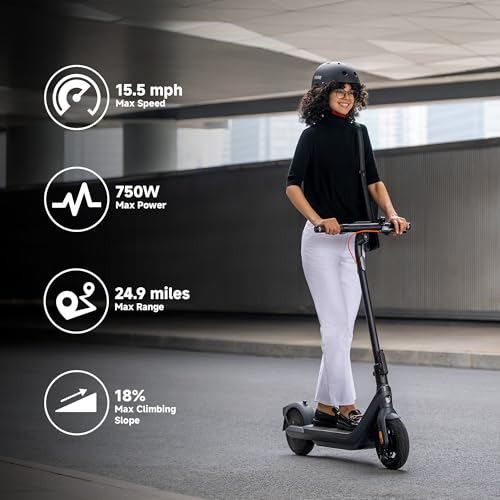 Segway Ninebot E2 Pro Electric Kick Scooter, 15.5 mph Max Speed, 24.9-Mile Range, Power by 350W Motor, Cruise Mode, UL-2272 Certified