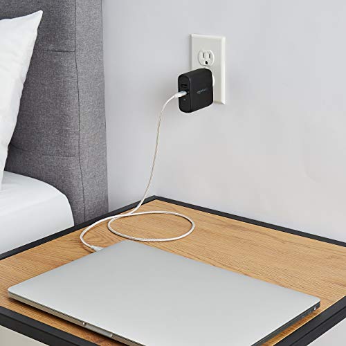 Amazon Basics 68W Two-Port GaN Wall Charger with 1 USB-C (60W) & 1 USB-A Ports (18W) with PD for Laptops, Tablets & Phones (iPhone 16/15/14/13/12/11/X, iPad, MacPro, Samsung, and more), Non-PPS, Black
