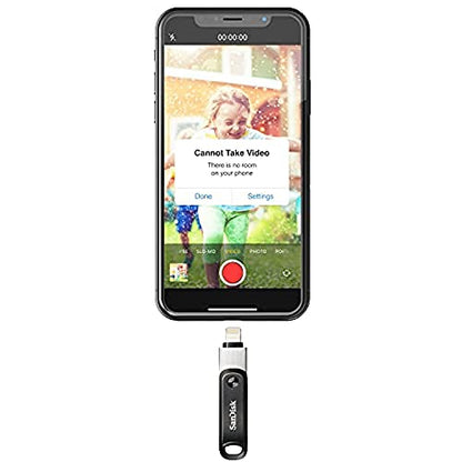 SanDisk 256GB iXpand Flash Drive Go for iPhone and iPad - SDIX60N-256G-GN6NE, Black