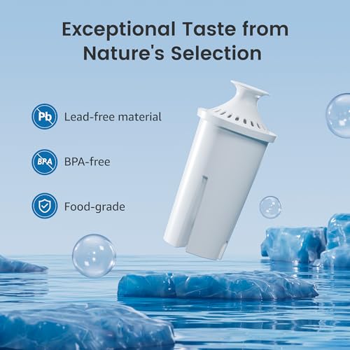 AQUA CREST Replacement for Brita® Water Filter, Pitchers and Dispensers, Classic OB03, Mavea® 107007, and More, NSF Certified Pitcher Water Filter, 1 Year Filter Supply, 6 Count