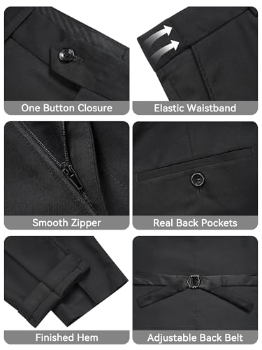 MAGE MALE Mens 3 Piece Floral Tuxedo Suits Slim Fit Paisley Shawl Lapel Suit for Dinner Prom Wedding Black