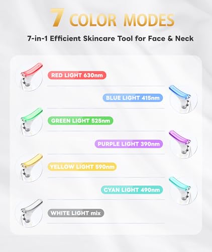 ELISHINE 7 Color Light Based Multifunctional Facial Massager, Face Massager Tool for Skin Care at Home, Glossy White