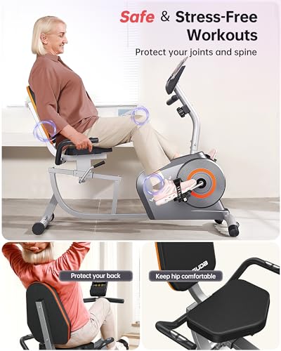 YOSUDA Recumbent Exercise Bike for Adults Seniors with Quick Adjust Seat, 350LB Capacity & 16-level Resistance, Sliver