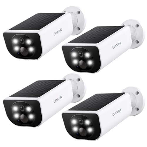 Cinnado Security Cameras Wireless Outdoor Integrated Solar Panel, S1 4Pack