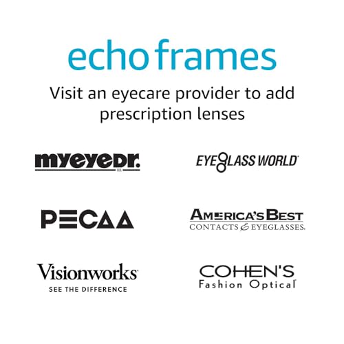 Amazon Echo Frames (3rd Gen) + Echo Pop | Smart glasses with Alexa | Modern Rectangle frames in Charcoal Gray with prescription ready lenses