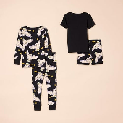 Amazon Essentials Harry Potter Unisex Kids' Snug-Fit Cotton Pajama Sleepwear Sets, Harry Potter Hedwig - Kids, 6-7 Years