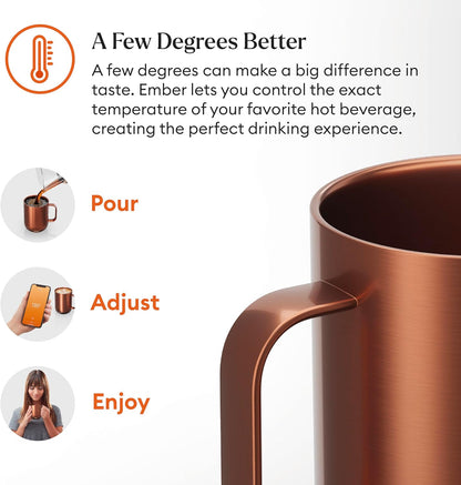 Ember Temperature Control Smart Mug 2, 14 Oz, App-Controlled Heated Coffee Mug with 80 Min Battery Life and Improved Design, Copper