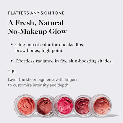 goop Beauty Cream Blush | Sheer Pop of Color for Lips & Cheeks | Vitamin C, Vitamin E, & Safflower Oil | Natural Makeup for Glowing Skin | Paraben & Silicone Free | 0.5 oz | Afterglow - Soft Berry