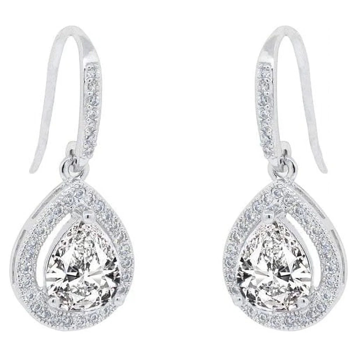 Cate & Chloe Isabel 18k White Gold Plated Silver Earrings | Women's Drop Dangle Teardrop Earrings with Simulated Diamond Crystal