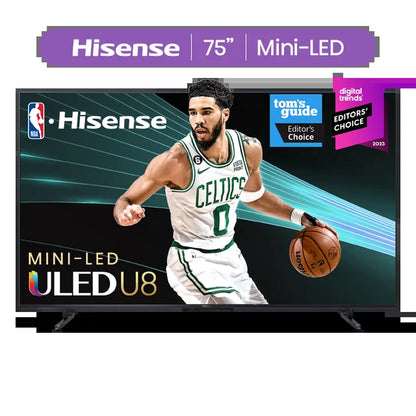 Hisense 75" Class U8 Series Mini-LED ULED 4K UHD Google Smart TV (75U8K) - QLED, Native 144Hz, 1500-Nit, Dolby Vision IQ, Full Array Local Dimming, Game Mode Pro