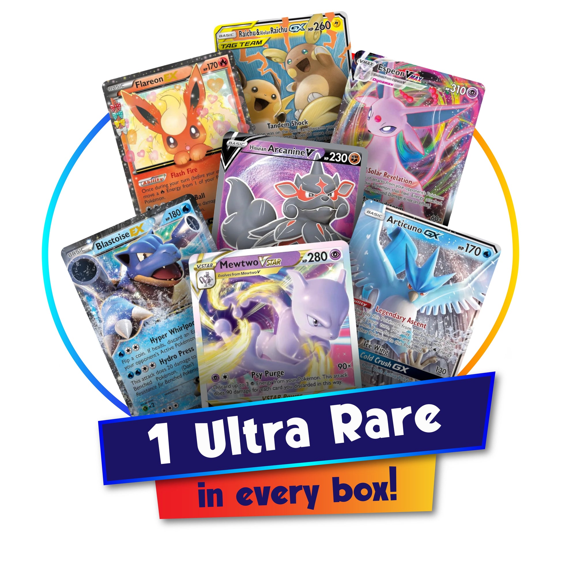 Ultra Rare Starter Bundle | 100+ Authentic Cards | 1X Ultra Rares Guaranteed | Legendary VSTAR VMAX V GX EX | Plus 10X Holos or Rares | GG Deck Box