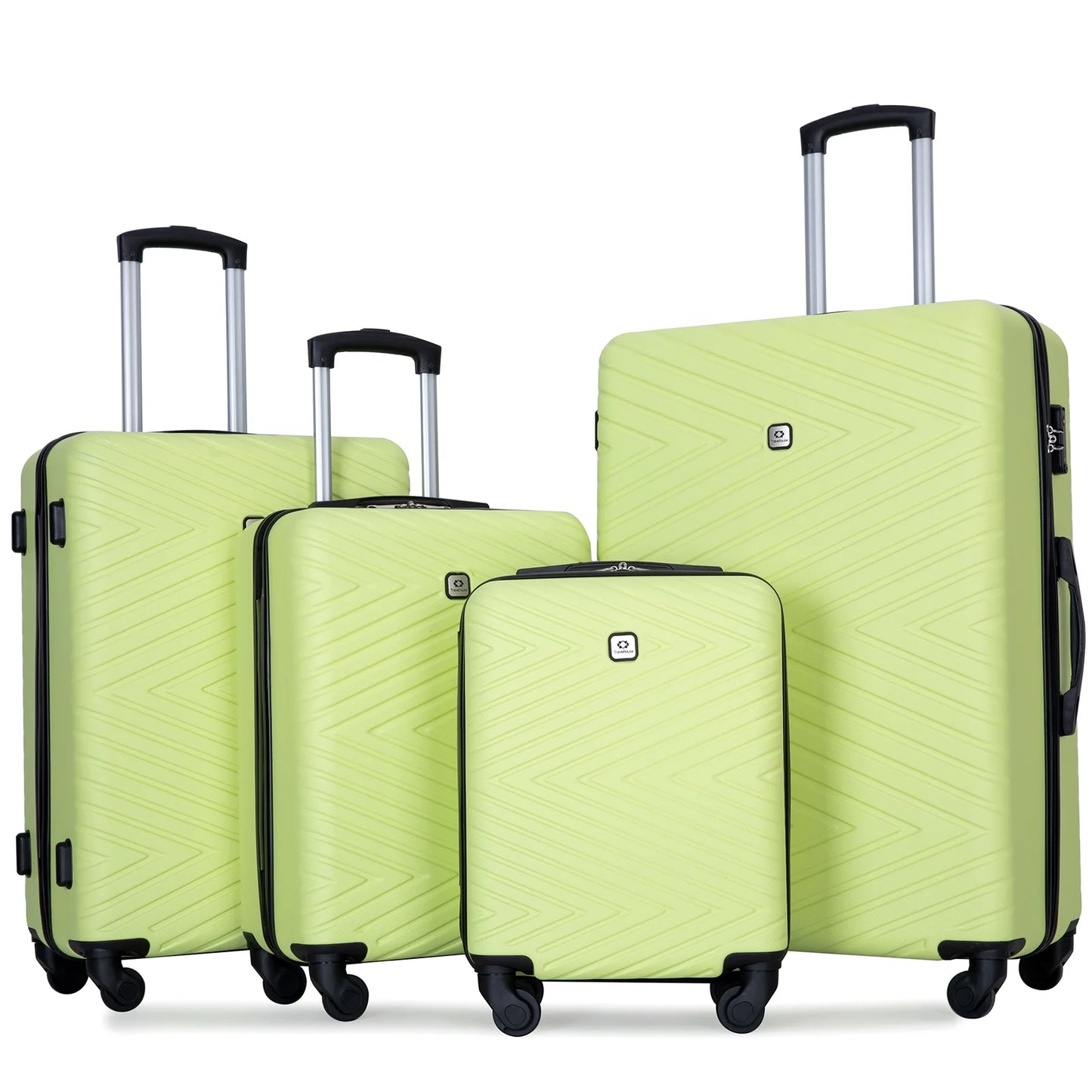 Travelhouse 4 Piece Hardshell Luggage Set Hardside Lightweight Suitcase with TSA Lock Spinner Wheels.(light Green)